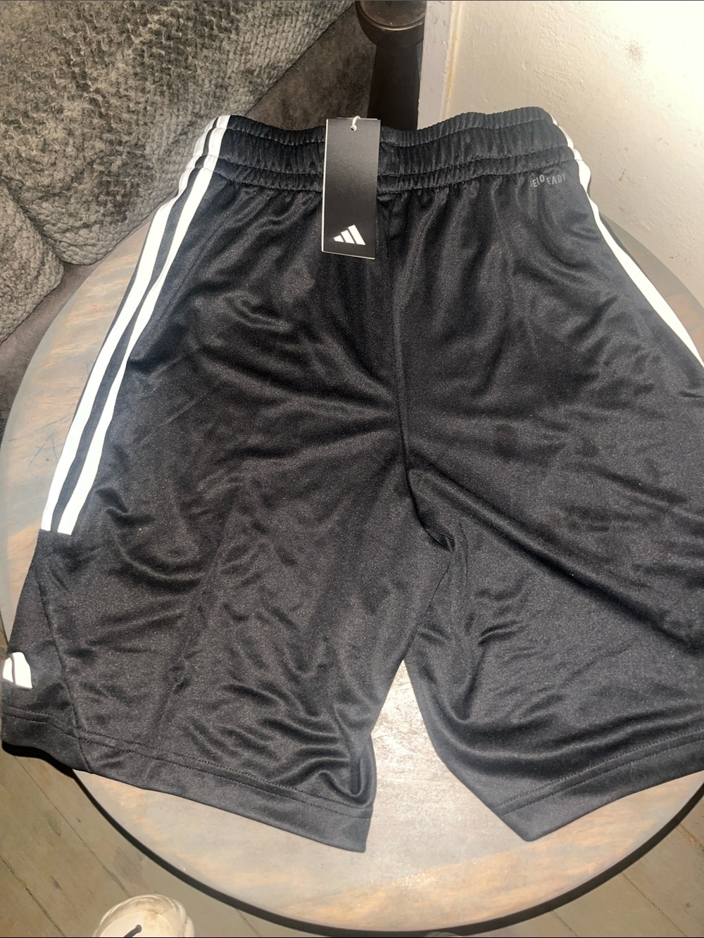 NWT adidas Black Athletic Shorts with White Stripes